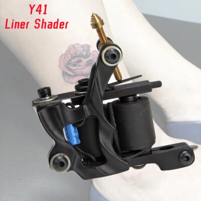 Coil Tattoo Machine Cast Iron Frame for Beginner 10 Wrap Liner Shader Black Y41 - Image 1 of 4