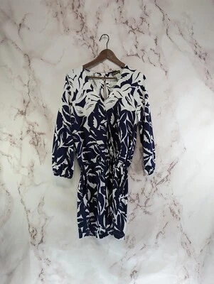 Tommy Bahama Mameluco Mujer Pequeño Reg Azul Marino Blanco Tropical Cubierta Manga Larga  Foto 1 de 4