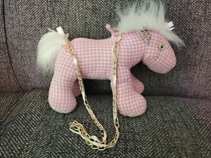 Olly & Me Pony Handbag Purse Plush Horse Pink Gingham Girls Purse - Picture 1 of 8