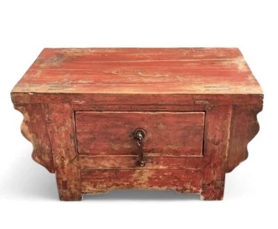 Mesa baja de laca roja china altar meditación Foto 1 de 4