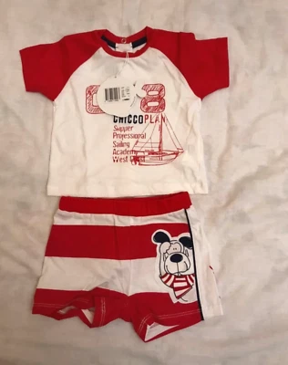 Completo da neonato, Chicco, 1- 3 mesi, bianco/rosso, nuovo - Immagine 1 di 3