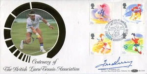 Tennis FDC signed by Fred Perry Wimbledon, US, French & Australian open winner! - Picture 1 of 1