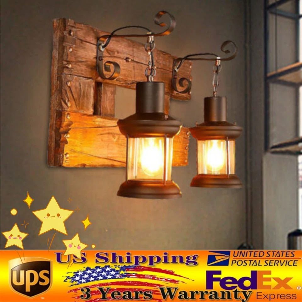 Lámpara de pared de metal y vidrio accesorio de iluminación rústica lámpara de vidrio LED aplique baño Foto 1 de 4