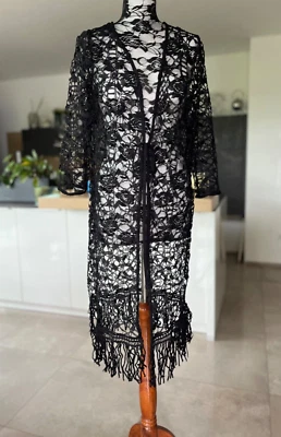 NEU! HEINE Kimono Bademantel Strandmantel Spitzen Cover Up Wickel Mantel Witt - Bild 1 von 4