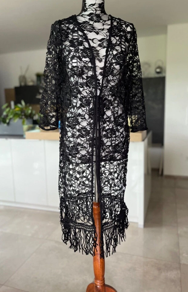 NEU! HEINE Kimono Bademantel Strandmantel Spitzen Cover Up Wickel Mantel Witt - Bild 1 von 4