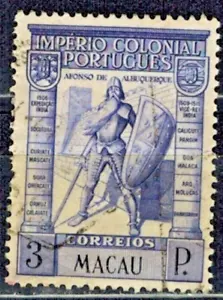 Francobolli Macao: 1938 3p blu viola, Alfonso de Albuquerque, usati - Foto 1 di 1