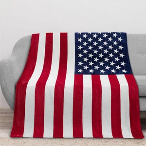 US Flag Patriotic Blanket American National Flag Throw Blanket USA Soft Fleece - Picture 1 of 13