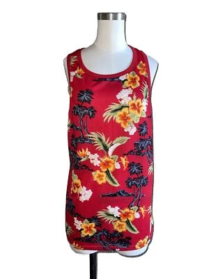 WOMEN'S TRUE ROCK Red Floral Hibiscus  TANK TOP SIZE: Small Hawaii Foto 1 de 4