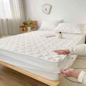Quilted Mattress Protector Breathable Mattress Cover Anti-bacterial Fitted Sheet - Picture 1 of 14
