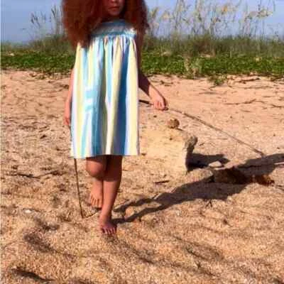 Cinturón de vestir vintage de algodón a rayas de los años 60 pastel verano ligero niños 4 6 Foto 1 de 4