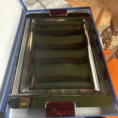 Rare Superbe Très Grand Plateau Miroir Couzon Art Déco GRECO Esprit Christofle - Photo 1/4