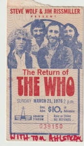 EPHEMERA: THE WHO CONCERT TICKET STUB - 1976 - ANAHEIM STADIUM - Imagen 1 de 2