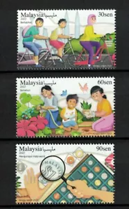 MALAYSIA 2022 STAMP WEEK LEISURE ACTIVITIES COMP. SET OF 3 STAMPS IN MINT MNH - Picture 1 of 3