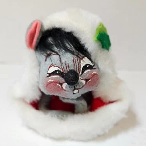 Annalee Mobilitee 1965 Winter Weihnachtsmaus im Weihnachtsmann Hut 9 Zoll lang - Bild 1 von 7