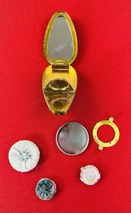 Tocador en polvo compacto completo raro antiguo Art Deco Karess Woodworth - Imagen 1 de 18