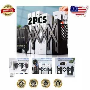 2PCS Black Heavy-Duty Bookholders with Pen Holder - Perfect for Home & Office - Picture 1 of 9