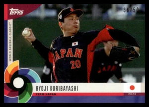2023 Topps WBC Global Stars Ryoji Kuribayashi Blue Parallel #'d /50 18 Japan - Picture 1 of 2
