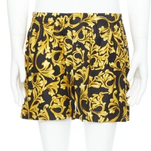Boxer pantaloncino VERSACE 100% seta nero oro stampa barocco barocco IT5 M - Foto 1 di 9