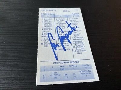 Tarjeta firmada STRAT-O-MATIC Chris Carpenter 1993 Florida Foto 1 de 2