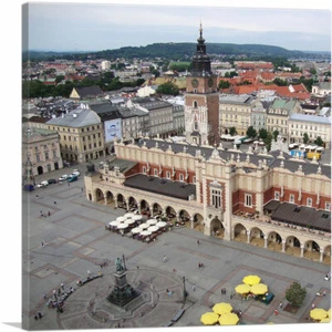 ARTCANVAS Krakow Main Square Poland Square Canvas Art Print - Picture 1 of 11
