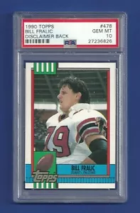 1990 TOPPS #478 BILL FRALIC PSA 10 GEM MINT DISCLAIMER BACK POP 1 FALCONS - Bild 1 von 2