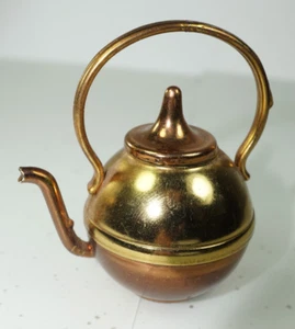 Vintage 1960s Dolls House Miniature Solid Copper Classic Brass Kettle Teapot 2'' - Picture 1 of 4