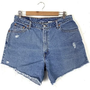 Pantalones Cortos Jean Vintage Levis Talla 14 Desgastados Cortes Lavado Ligero Años 90 100% Algodón  - Imagen 1 de 4