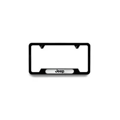 Mopar 82213252AB License Plate Frame Satin Black, With 2 Top Holes, W for Jeep - Image 1 of 4