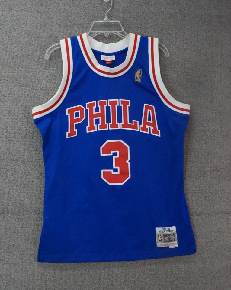 Mitchell Ness Allen Iverson #3 Philadelphia 76ers 1996-97 Hardwood Jersey M Blue - Image 1 of 4