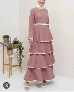 Maxi Vestido Rosa Polvoriento Manga Larga Tavin Para Mujer Talla 4 - Imagen 1 de 11