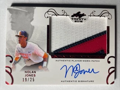 2016 Leaf Trinity NOLAN JONES 3 Color Rookie Patch Auto Red Spectrum 19/25 - Image 1 of 2