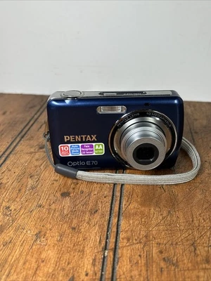 PENTAX Optio E70 10MP 3x Zoom Compact Digital Camera Blue Tested Working - Image 1 of 4