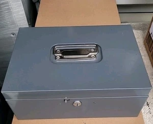 Cassetta di sicurezza vintage ASCO Art Steel Co New York OD Olive Drab metallo NO CHIAVE - Foto 1 di 6