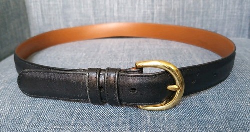 Cintura donna Coach in pelle nera con fibbia in ottone taglia med