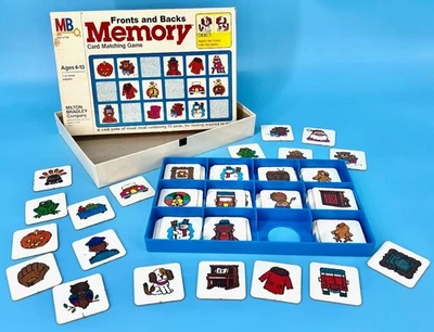 Vintage Memory Matching Game Fronts & Backs Milton Bradley Card Complete 1980 - Image 1 of 4