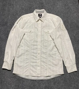 Decoded Shirt Mens M White Casual Western Cowboy United Rebel Rock Patch - Picture 1 of 13