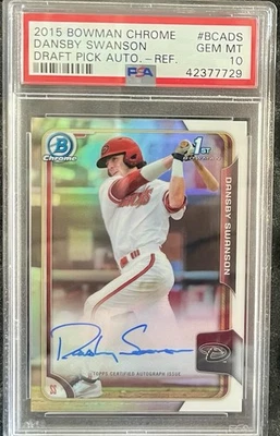 2015 Bowman Draft Chrome Pick Dansby Swanson Refractor #BCA-DS PSA 10 Auto - Image 1 of 2