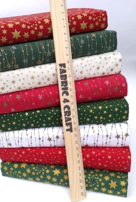 ROSE & HUBBLE JOHN LOUNDON CHRISTMAS STARS FABRIC QUALITY 100% COTTON CRAFT MATERIAL HALF METRE INCREMENTS