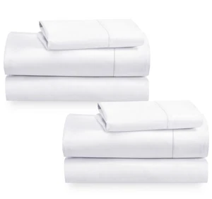 2-Pack Twin Cotton Sheets Sets - 400 Thread Count 100% Cotton Sateen - Extra ... - Picture 1 of 7