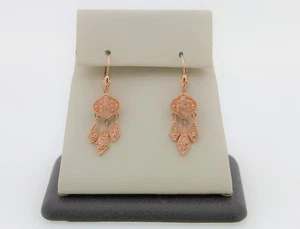 14K Rotgold Diamant Ohrhänger mit Drachenform baumelt antik 40er Jahre - Bild 1 von 5