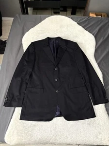 Hugo Boss Mens Black Wool Super 130 3 Button Blazer Jacket Size 46L - Picture 1 of 11