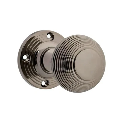 Hiatt Beehive Mortice Door Knob - Black Nickel. Set of 3 - Image 1 of 3