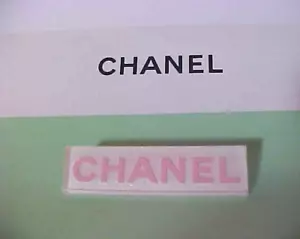 Chanel Lucite Acrylic Pink Letters + White Specialist Bar Pin Brooch Pre-owned - Picture 1 of 6