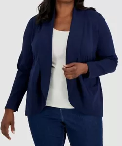 $49 Karen Scott Women Blue Curved Shawl-Collar Cardigan Plus Size 3X - Picture 1 of 2