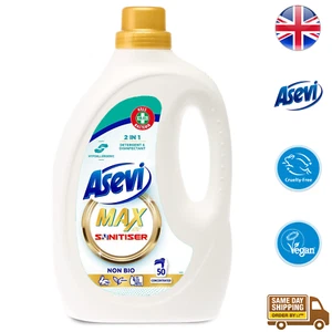 Asevi Max Sanitiser Non Bio 2 In 1 Disinfectant Laundry Detergent 50 Washes 2.5L - Picture 1 of 3