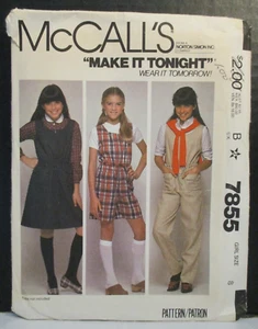 McCall's Muster 7855 Mädchen Pullover Overall 2 Längen Gr. 8 Brust 27" Schnitt 1982 - Bild 1 von 12
