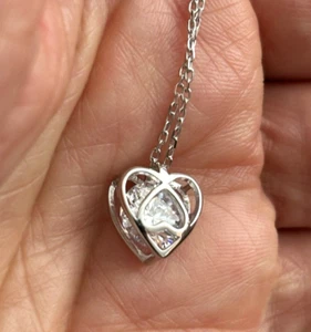Rachel Zoe Sterling silver Necklace with CZ Crystal Heart Brand New with tag - Picture 1 of 13