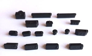 Jeu de 16 prises anti-poussière en silicone noir USB HDMI Type-C housses pour ordinateur portable portable - Photo 1/4