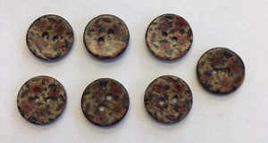 7 x 18mm Floral Painted Coconut Shell 2 Hole Buttons Tailoring/Sewing/Knitting - Picture 1 of 3
