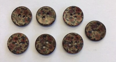 7 x 18mm Floral Painted Coconut Shell 2 Hole Buttons Tailoring/Sewing/Knitting - Image 1 of 3
